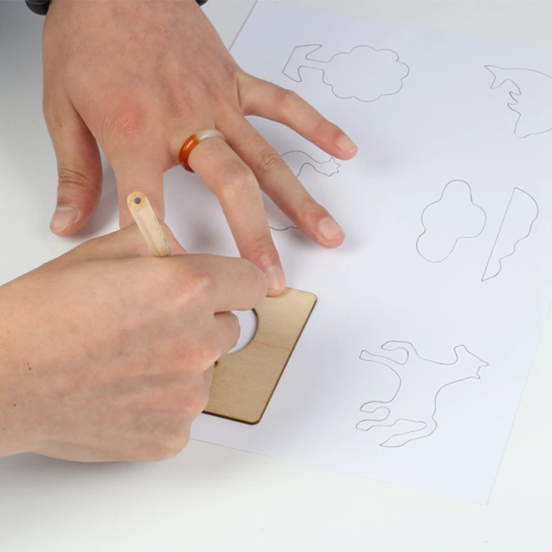 

DIY Handmade Wooden Painting Board Template Drawing Stencils Graffiti Toy Kids Learn Drawing Tools Set