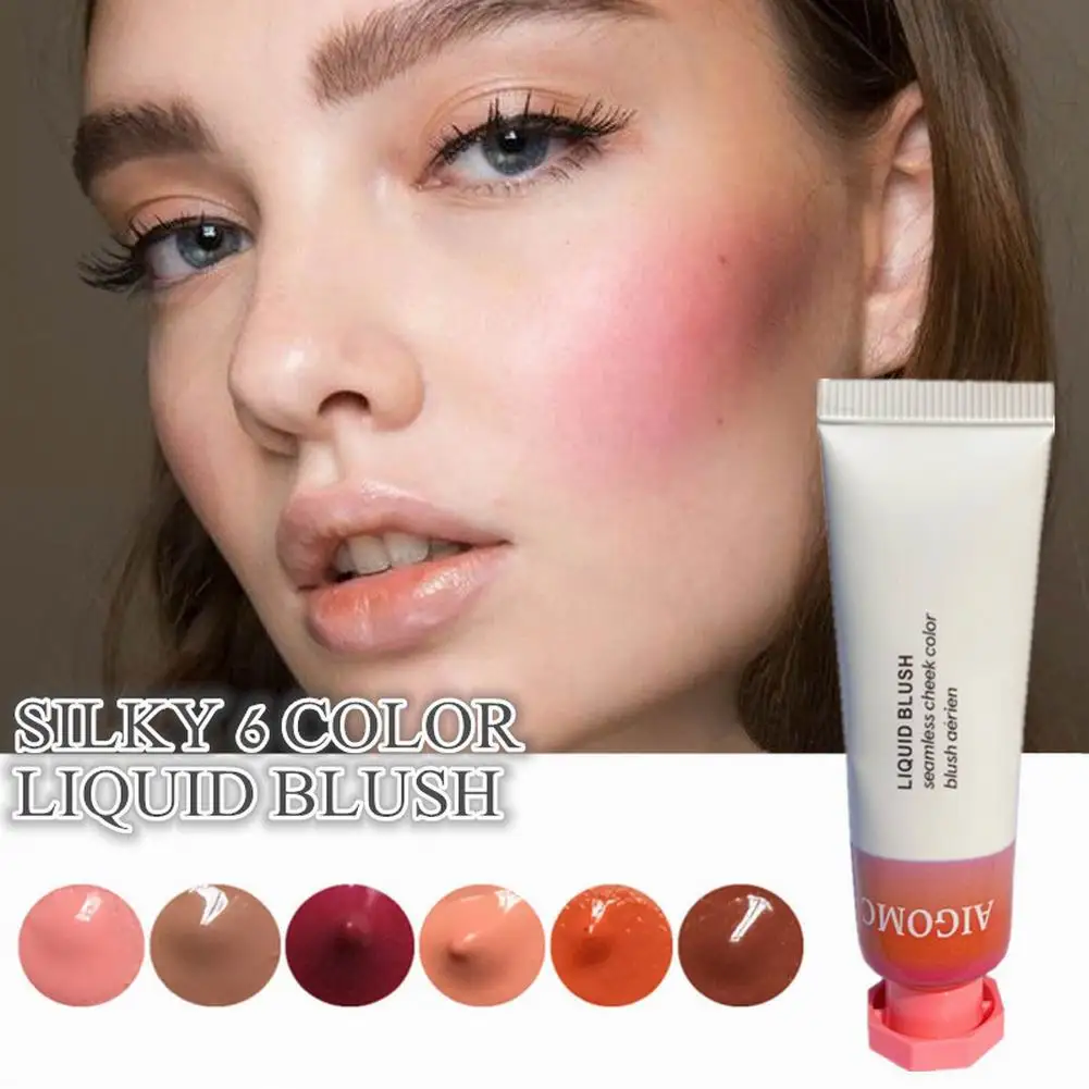 

6 Color Natural Rouge Cheek Blusher Peach Contouring Waterproof Long Lasting Lightweight Gel Cream Liquid Lasts 24 Hours TSLM1