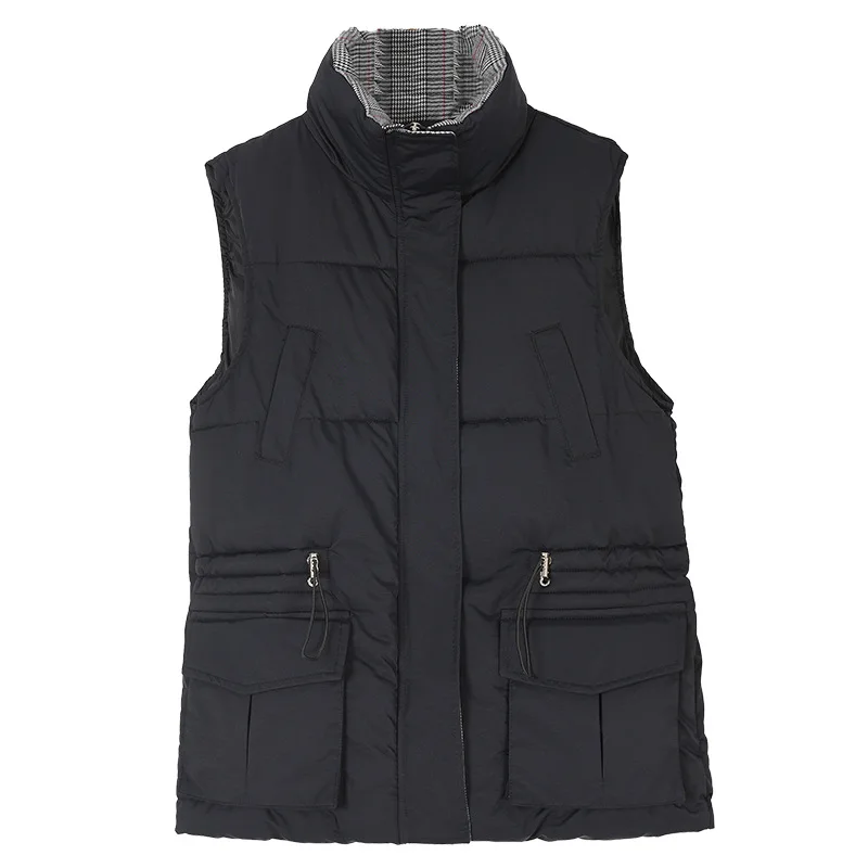 

Long vest for women's padded waistcoat black jacket korean fashion ladies wear high quality large size M L XL