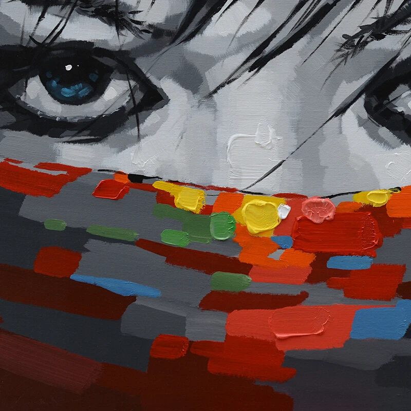 100% ручная роспись абстрактный ниндзя крутые глаза Масляная Краска на холсте