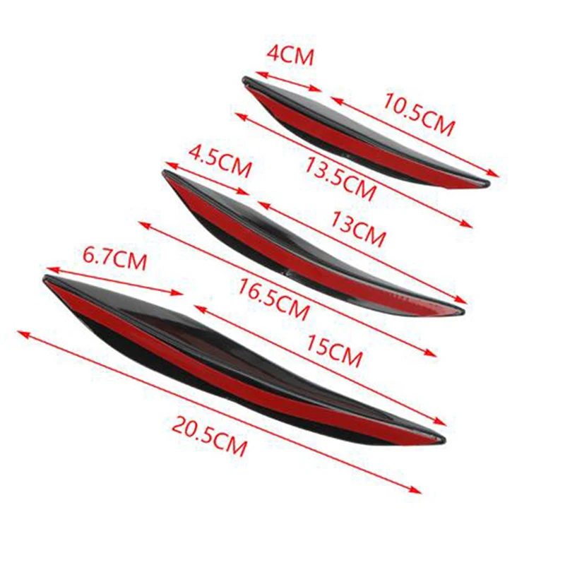 

6pcs/set Universal Fit Front Bumper Lip Diffuser Splitter Fins Body Spoiler Canards Valence Chin Car Tuning Canard
