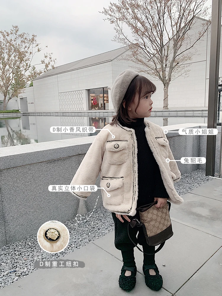 Зима 2019 новое модное корейское пальто с круглым воротником для маленьких девочек