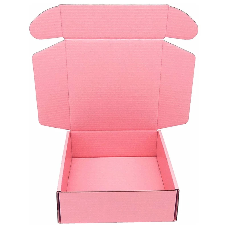 

10Pcs Pink Cardboard Shipping Box Small Corrugated Packaging Storage Boxes (15X15X5cm)