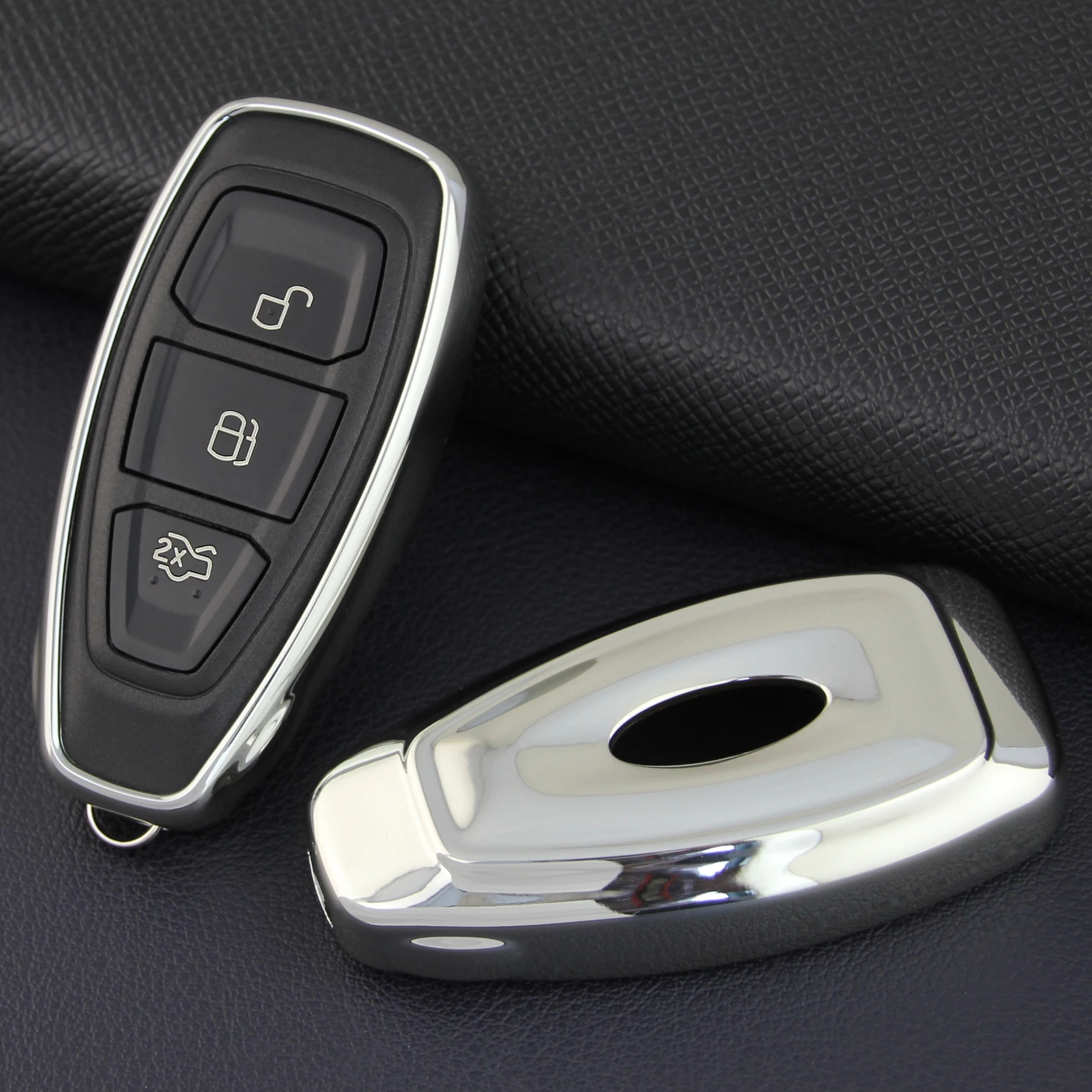 

Smart Car Key Fob Cover Case Shell For Ford Focus Kuga Fiesta Ecosport Escape Silver
