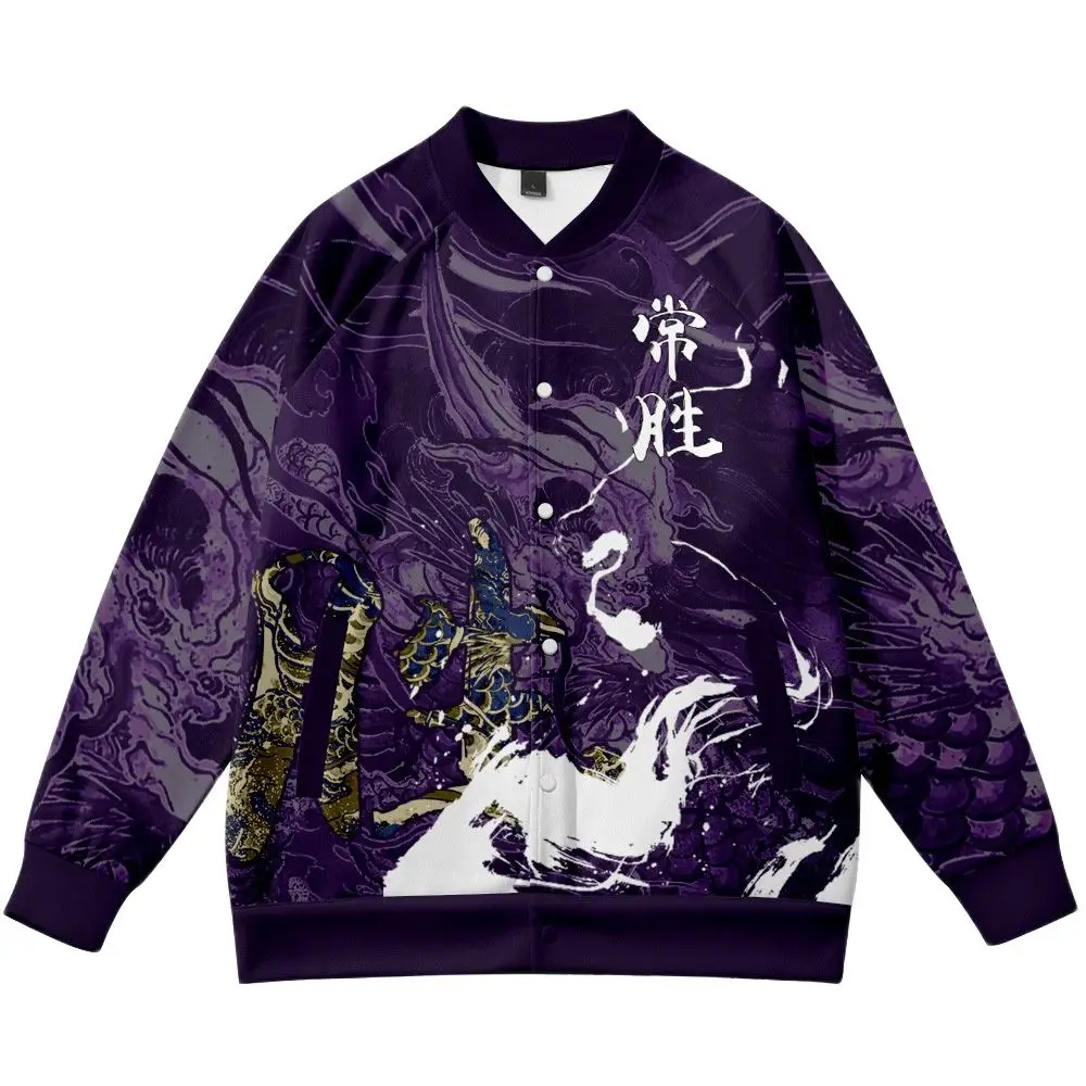 Куртка унисекс бейсбольная в стиле хип-хоп с принтом дракона воина - купить по