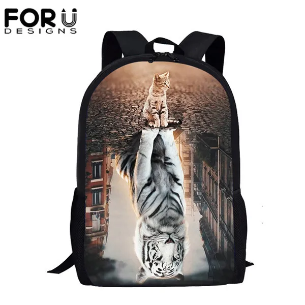 HME1240C FORUDESIGNS/Забавный 3D Кот отражение Тигр Печать Детские школьные сумки рюкзак для девочек мальчиков Большой Студенческий рюкзак школьные сумки - Цвет: HME1240C