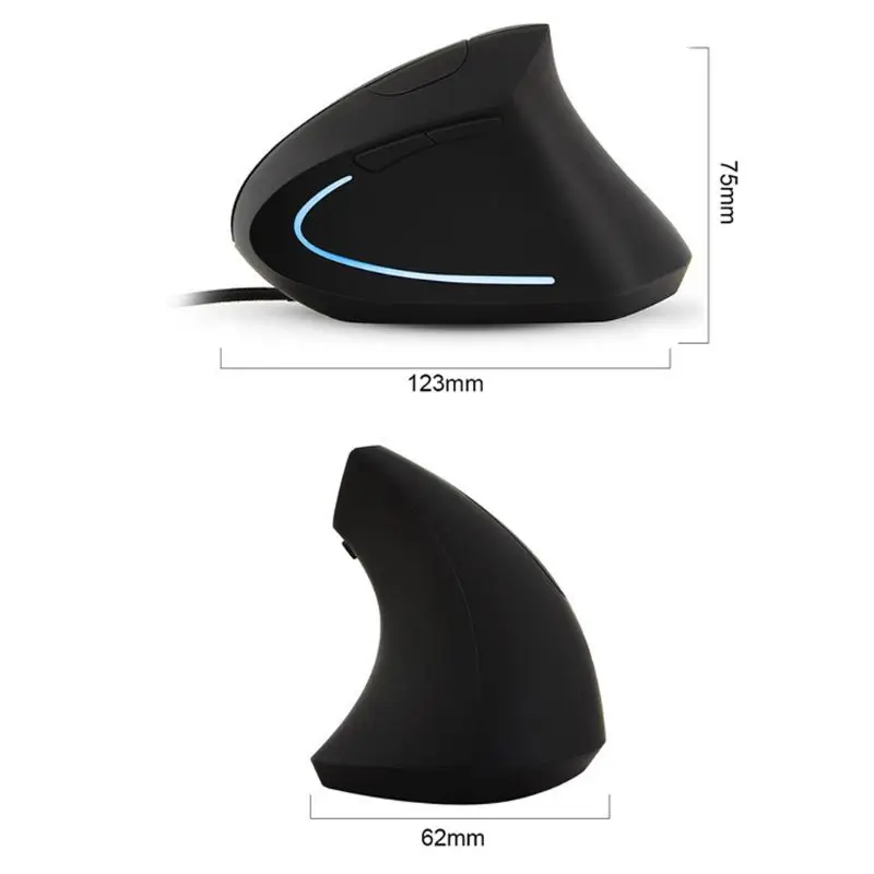 Wired Right Hand Vertical Mouse Ergonomic Gaming 800 1200 1600 DPI USB Optical Wrist Healthy Mice Mause For PC Computer | Компьютеры и