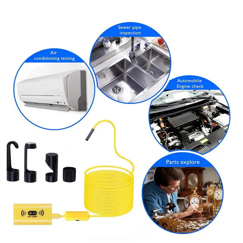 

WIFI Endoscop Kamera HD 1200P 10M Mini Wasserdicht Harten Draht Drahtlose 8mm 8 LED Endoskop Kamera fr android PC IOS Endoskop