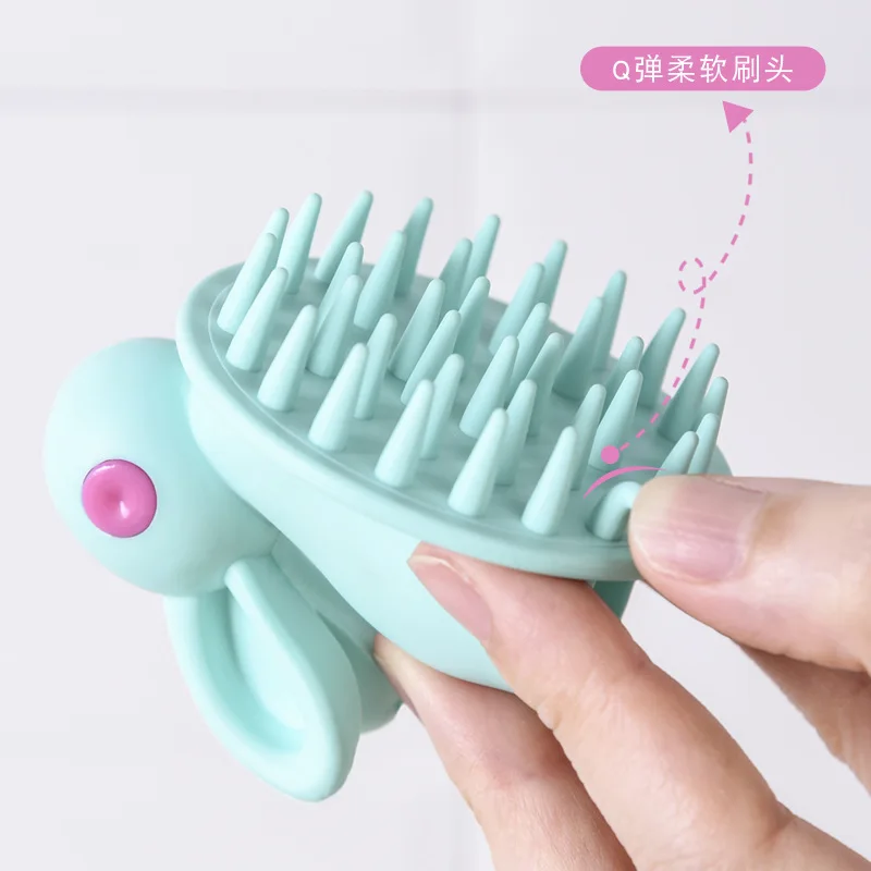 Cepillo de ba&ntilde;o para beb&eacute;, cepillo de masaje de champ&uacute; de conejo bonito, suministros de peluquer&iacute;a, peine de masaje de champ&uacute; para beb&eacute;, 1 unidad-3