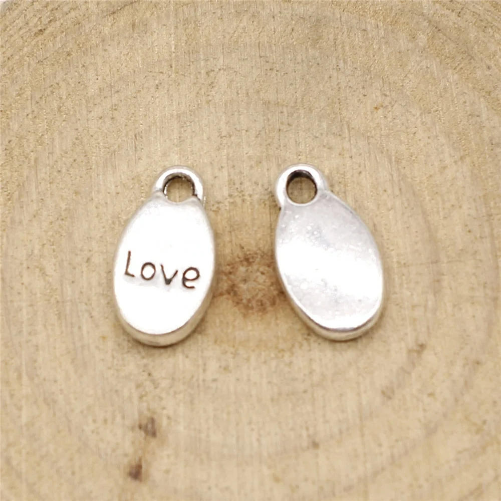 

free shipping 46pcs 15x8mm antique silver love charms diy retro jewelry fit Earring keychain hair card pendant accessories