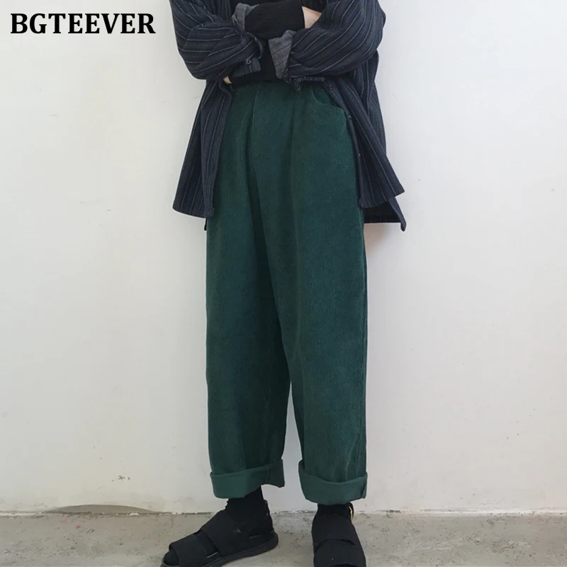 BGTEEVER 2019 Зимние Повседневные плотные свободные брюки с высокой талией женские