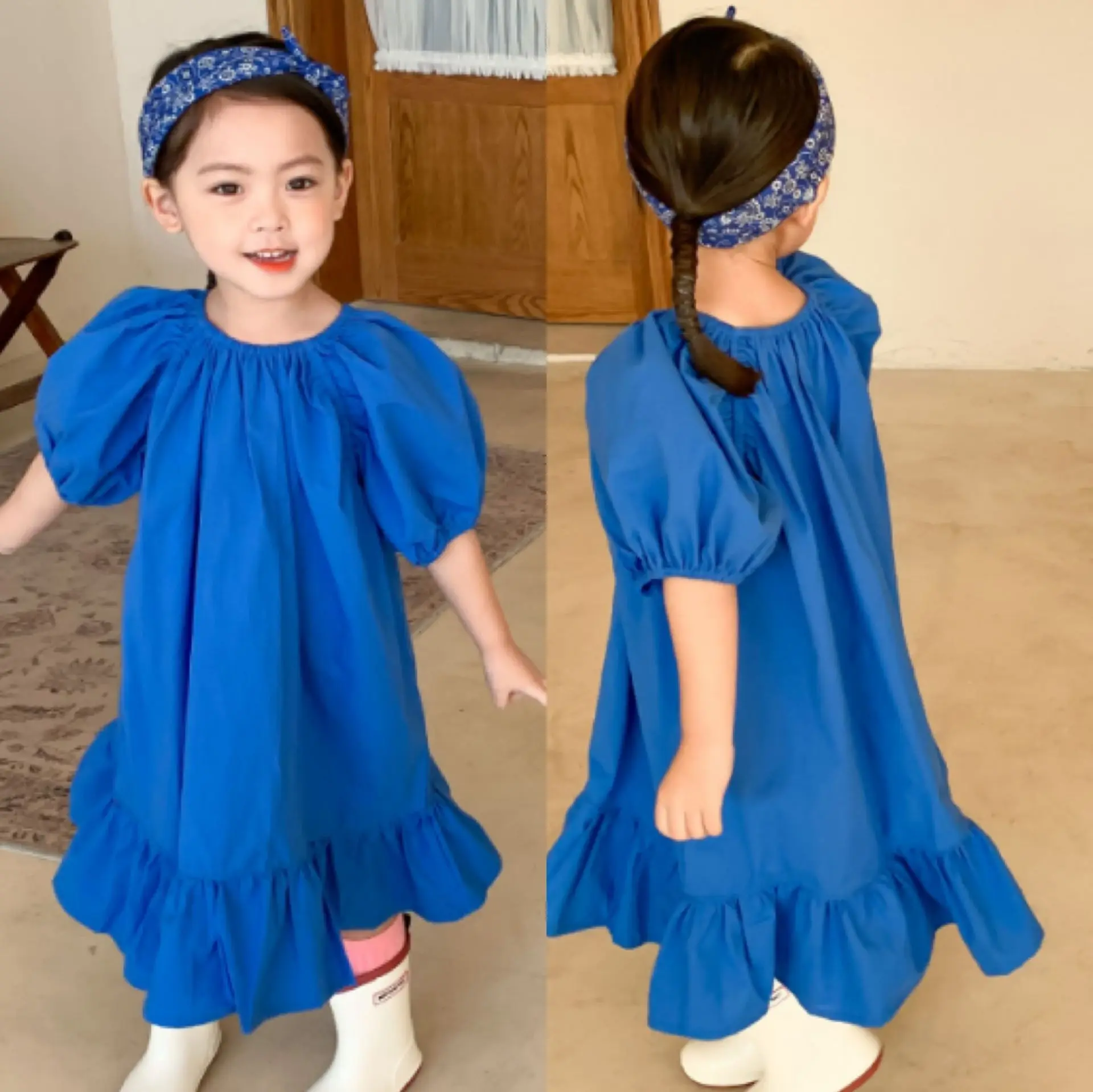 

Girls Loose Dress Summer Princess Costume Kids Baby Child Party Holiday Beautiful Dresses For Girl Sleeve Smock Flounce Dress