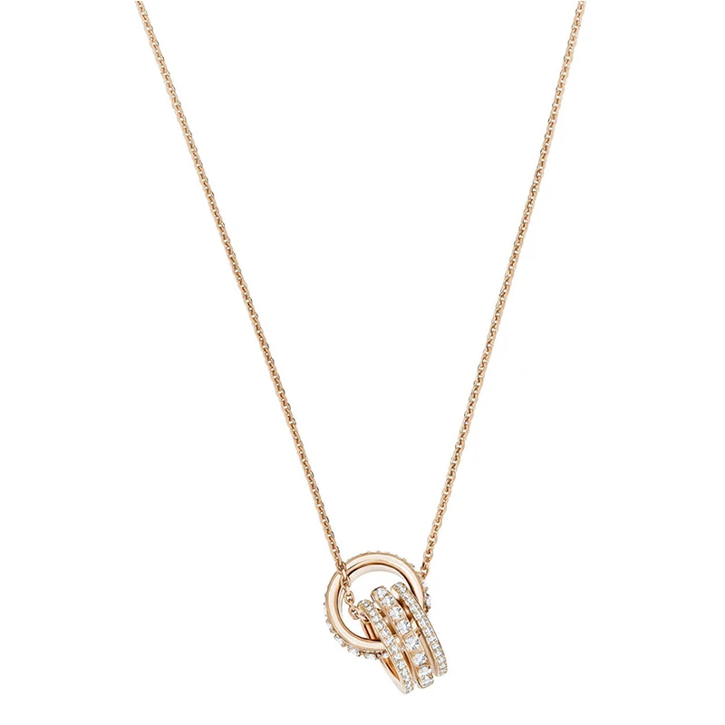 

SWA Exquisite New FURTHER Double Circle Rose Gold Fashion Simple Ladies Necklace For Girlfriend Anniversary Romantic Gift