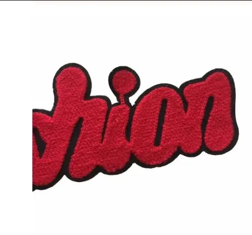 DD 1 шт. красные/белые модные вышитые нашивки из синели нашивка для шитья полотенец