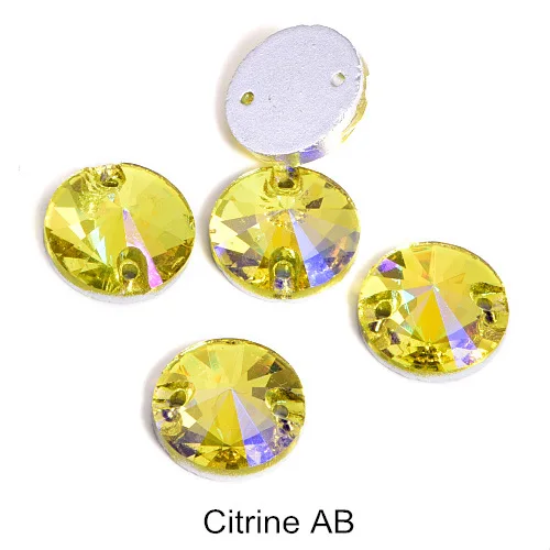 Citrine-AB 5 размеров Красный AB Круглый Rivoli Кристалл Стекло пришивные стразы с плоской задней частью глубокий синий АВ пришивные стразы для свадебного платья B0999 - Цвет: Citrine-AB