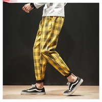 japanese streerwear men plaid pants 2020 autumn fashion slim man casual trousers korean male harem pants