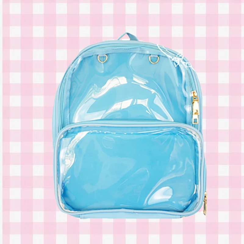 blue Новое поступление, женская сумка, Kawaii, прозрачный рюкзак, 7 цветов, для девушек, прозрачный рюкзак, для девочек-подростков, милая сумка в стиле Лолиты, Itabag H224 - Цвет: blue