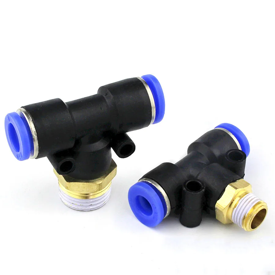 Пневматические аксессуары 1/8 &quot1/4" 3/8 &quot1/2" BSP Male x Fit 4/6/8/10/12 мм OD Tube Tee 3 Way Push In Air
