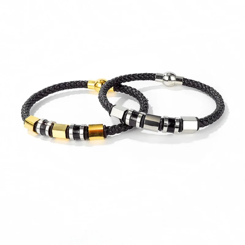 

Fashion Luxury Leather Bangles Bracelets For Men Charm Simple Male Bangles Bracelets Gold Color Magnetic Buckle Jewelry