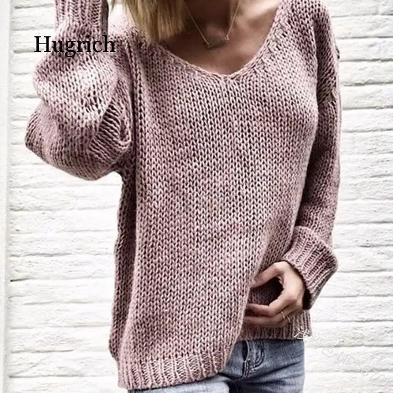 Women Solid V Neck Sweaters and Pullovers Knitted Autumn Winter Clothing Pullover Jumper Pull Femme Hiver Truien Dames