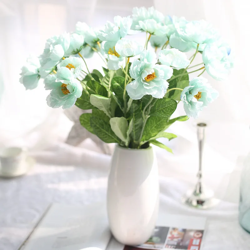 Искусственная шелковая цветочная гирлянда из искусственного мака 10 шт.