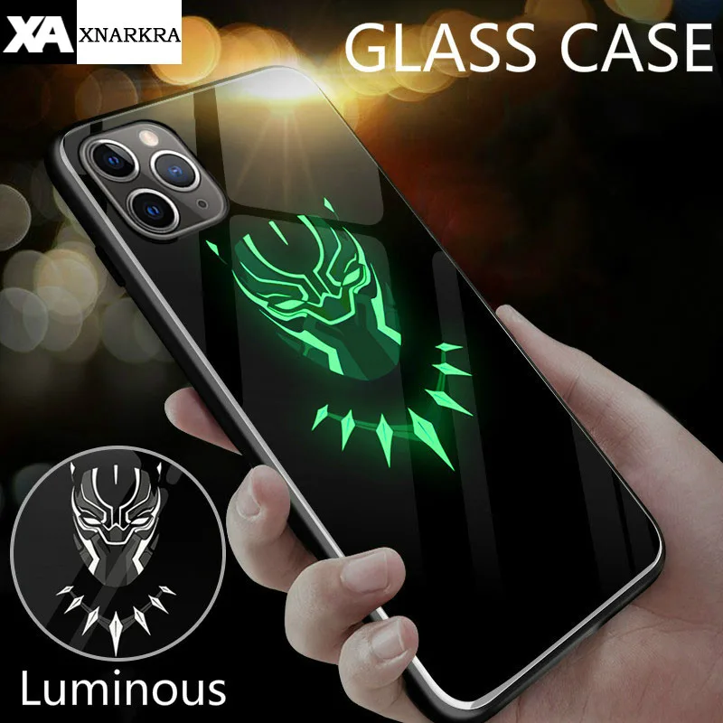 Marvel Бэтмен Веном чехол в виде светящегося стекла для iphone 11 Pro XS MAX XR X 7 8 6 6S Plus Мстители Черная пантера Железный человек чехол