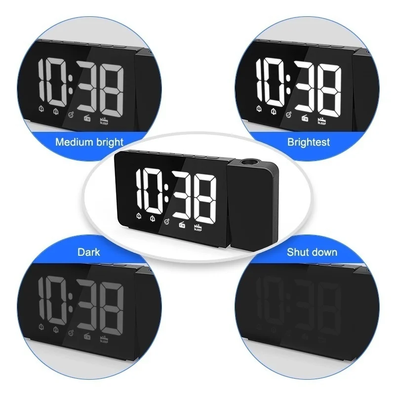 Светодиодный цифровой будильник с проекцией времени функция повтора fm-радио
