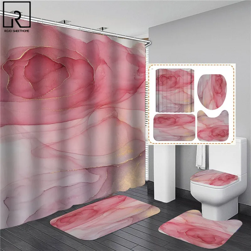 3d art geometric shower curtains in the bathroom waterproof bath curtain with hook sets flannel bath mat rugs carpet home decor free global shipping