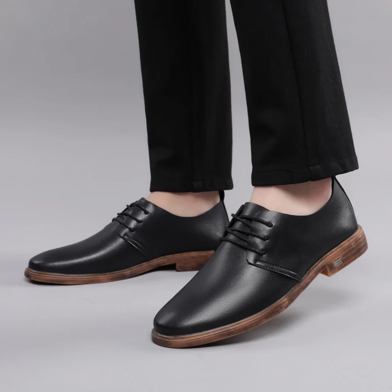 New Men's Dress Shoes Casual Real Leather Men Business Office Footwear Spring Autumn Non-Slip Formal Oxford For | Обувь