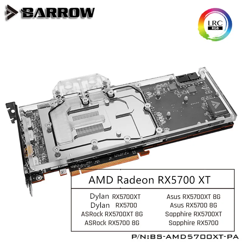 Водяной блок Barrow GPU для AMD owner Radeon RX 5700 XT 8G с поддержкой оригинальной задней панели