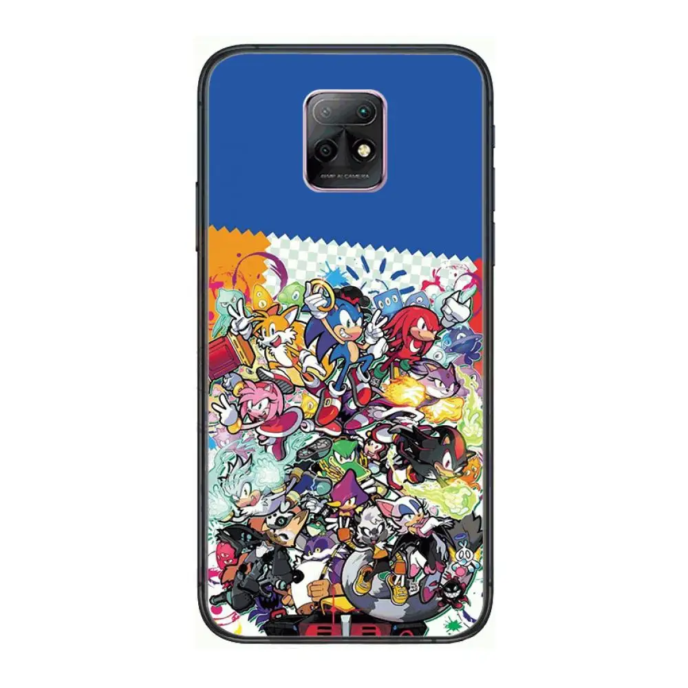 

Bumper 3D Anime Blue Sonic Phone Case For XiaoMi Redmi 10X 9 8 7 6 5 A Pro S2 K20 T 5G Y1 Anime Black Cover Silicone Back Prett