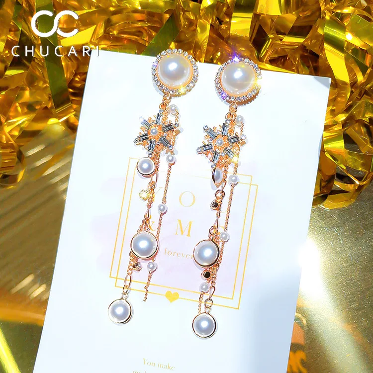 Длинные висячие серьги кисточки CHUCARI 2019 подвески неправильной формы с жемчугом
