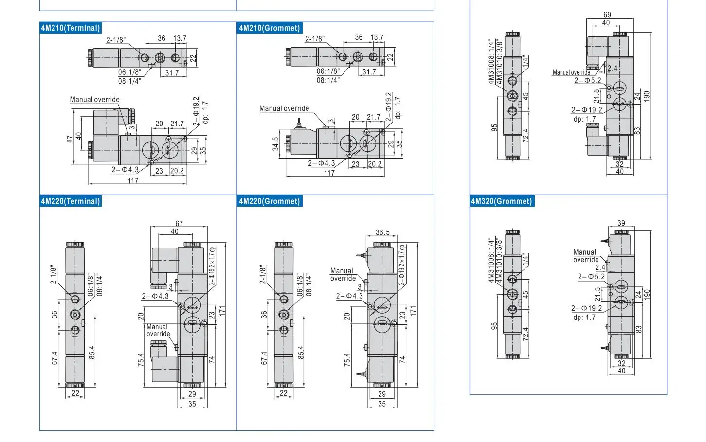 4M210-06 4M210-08 AIRTAC два положения пять способ соленоида пневматический клапан детали пневматические инструменты 4 М серии