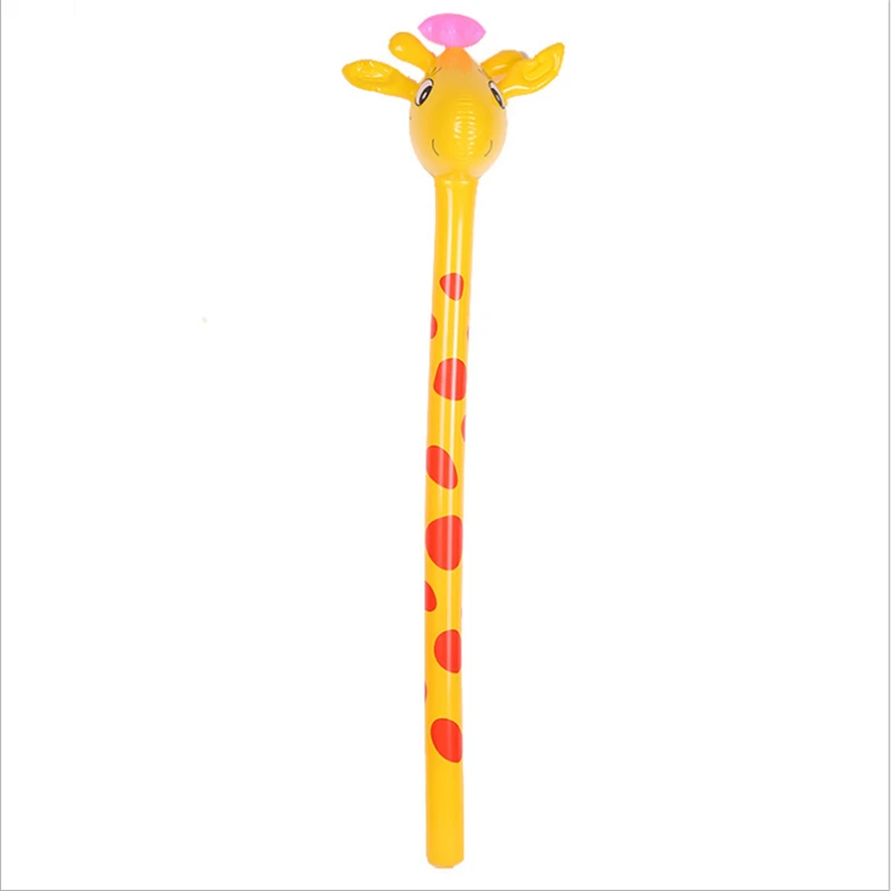 PVC Children 's Inflatable Toy Animal Head Long Stick Cow Rabbit Tiger Giraffe Avatar Balloon