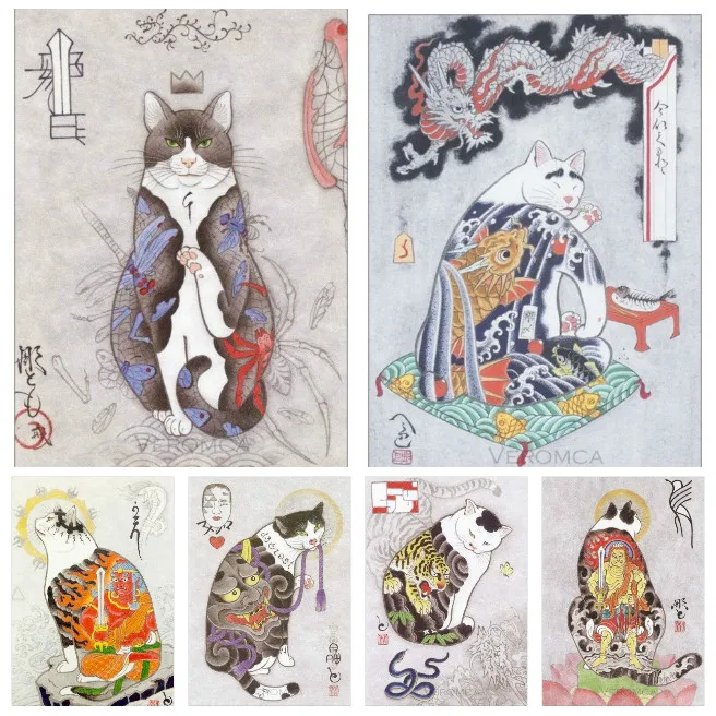 

Japanese Samurai Cat 5D Diamond Painting Anime Diamond Mosaic Diy Full Round Diamond Embroidery Cross Stitch Home Decor