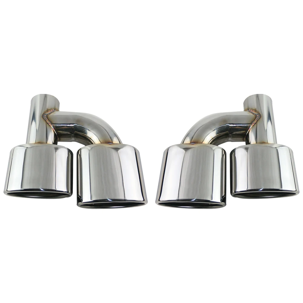 1 пара наконечников выхлопных газов L &amp R 63 мм входная хромированная Серебристая