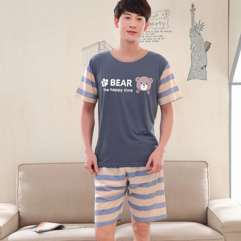 Повседневный пижамный комплект из хлопка с рисунком для мужчин коллекция 2018 года