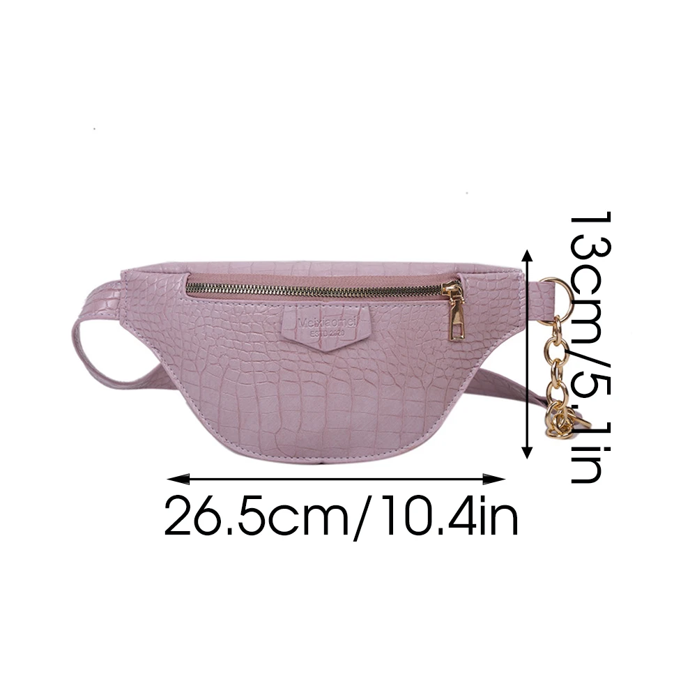 

Casual Waist Bag for Women Alligator Leather Fanny Pack Phone Pouch Chest Packs Ladies Wide Strap Belt Bag Female Crossbody Bag
