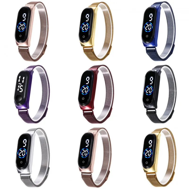 

Relojes de pulsera digitales para mujer, Led, magnetita, resistente al agua, Control tactil de moda