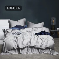 lofuka women luxury 100 silk gray bedding set 6a grade beauty sleep quilt cover set quuen king bed linen pillowcase for sleep