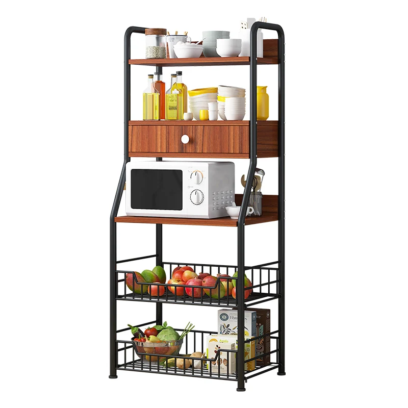 

Kitchen shelf household floor multi-layer seasoning dish storage rack multi-function non punching microwave oven shelf