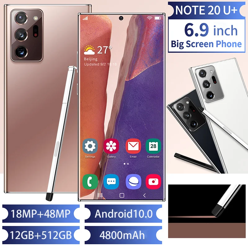 

Global Version Galxy Note20U+ Smartphone 12GB 512GB 6.9Inch 5000mAh Android 10.0 Snapdragon 865 Mobilephone 4G5G Note20 Phones