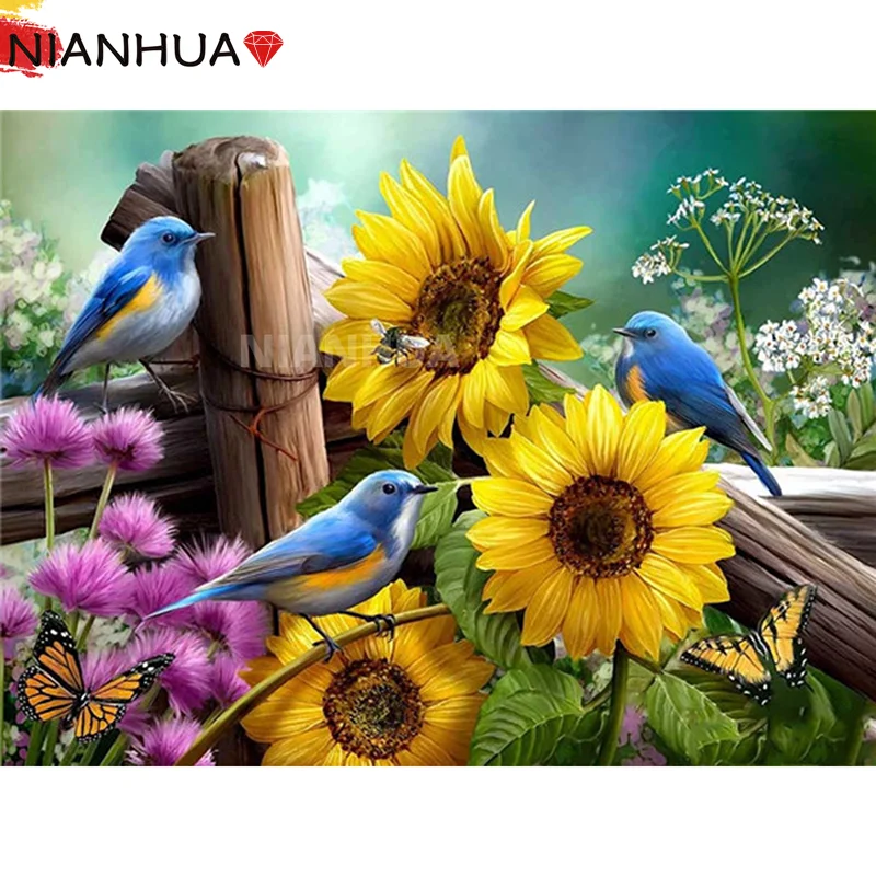 

5D Diamond Painting Kit Landscape Animal Bird Floral Bee Sunflower Mosaic Handmade DIY Mural Photo Square Round Gift Home