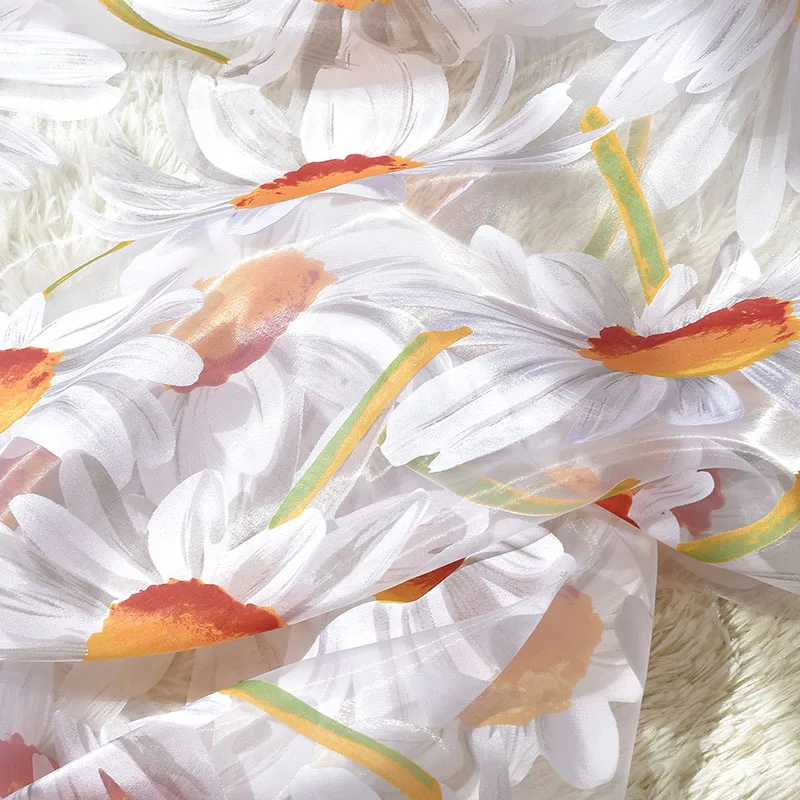 Шторы солнцезащитные с цветочным принтом прозрачные Занавески для гостиной