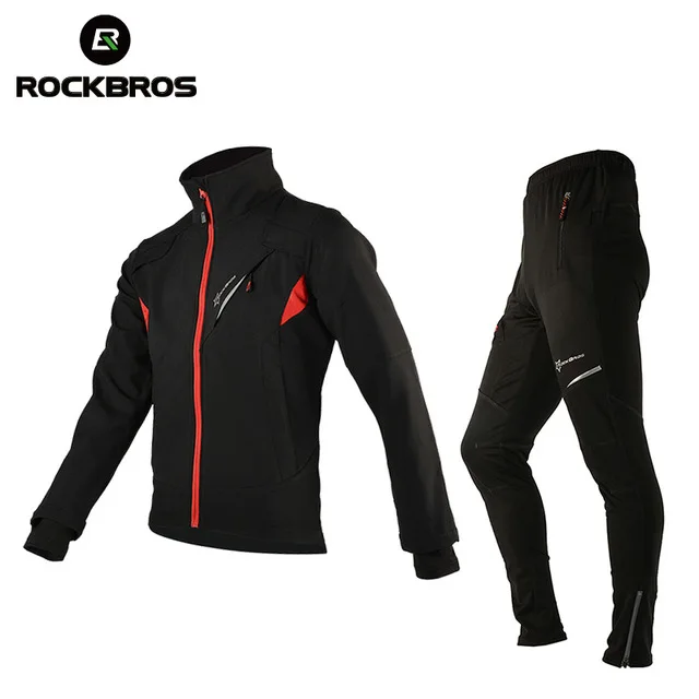 ROCKBROS куртка для велоспорта зимняя спортивная Флисовая теплая ветрозащитная куртка для езды на велосипеде водостойкая велосипедная Светоотражающая куртка - Цвет: One set
