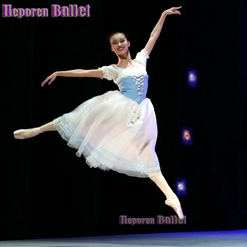 Disfraces de escenario personalizados, vestido de Ballet Giselle para competición internacional, falda de tul con forma de campana de javella