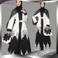 2021 5xl white black abaya kimono women long lace maxi cardigan dubai turkish islamic arab prayer clothing robe musulmane femme