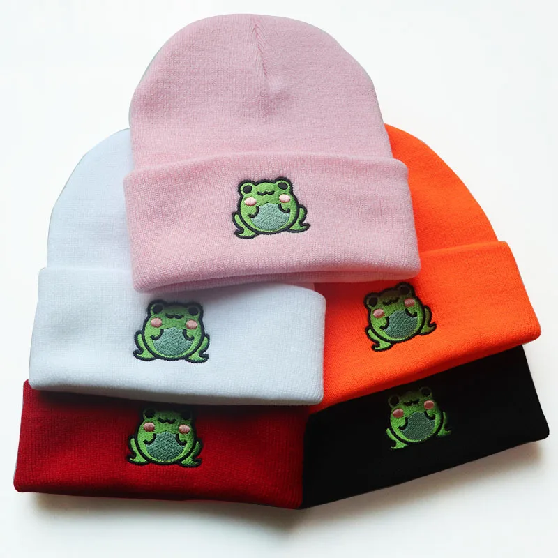 

2021 Frog Hat Beanies Bonnet Hats for Women Men Beanie Chapeau Femme Cap Gorras Para Mujer Hip Hop Caps Gorro Gorros De Lana