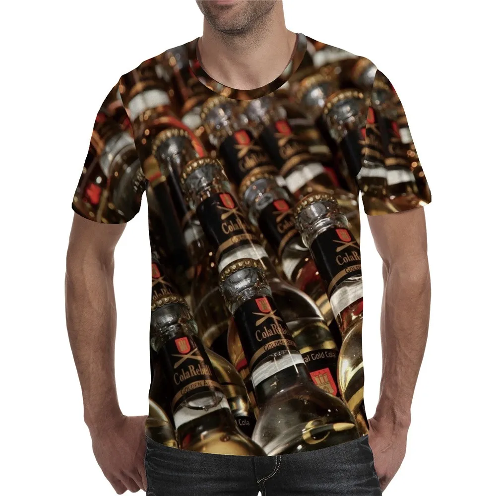 

2021 Summer Men's 3D Printing Beer Cap Pattern T-shirt Short Sleeve Fashion Funny Casual Men's Top T-shirt Streetwear T-shirt