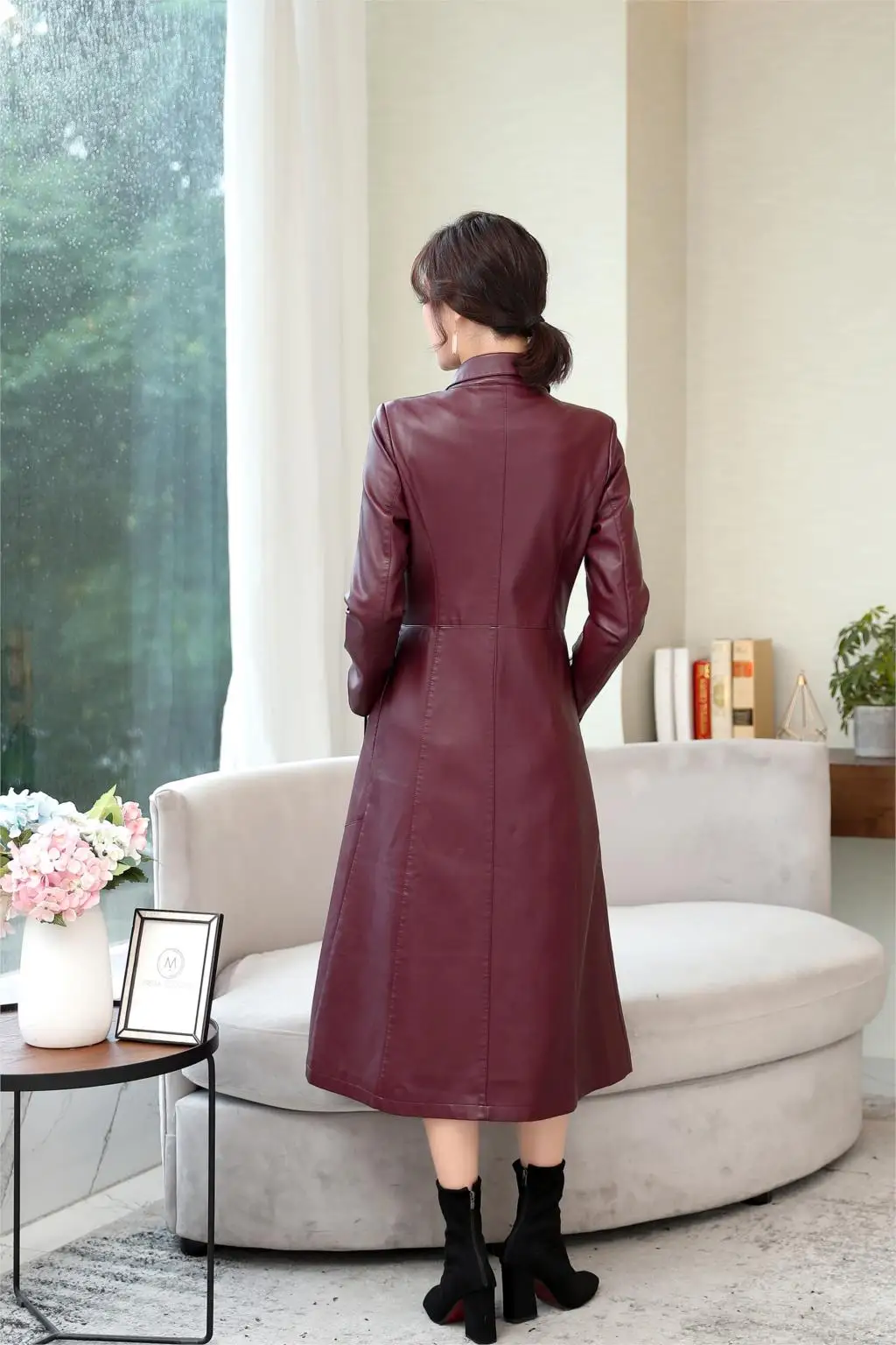 Xxxxxl осенний большой женский плащ из искусственной кожи китайские модные однобортные длинные женские кожаные куртки